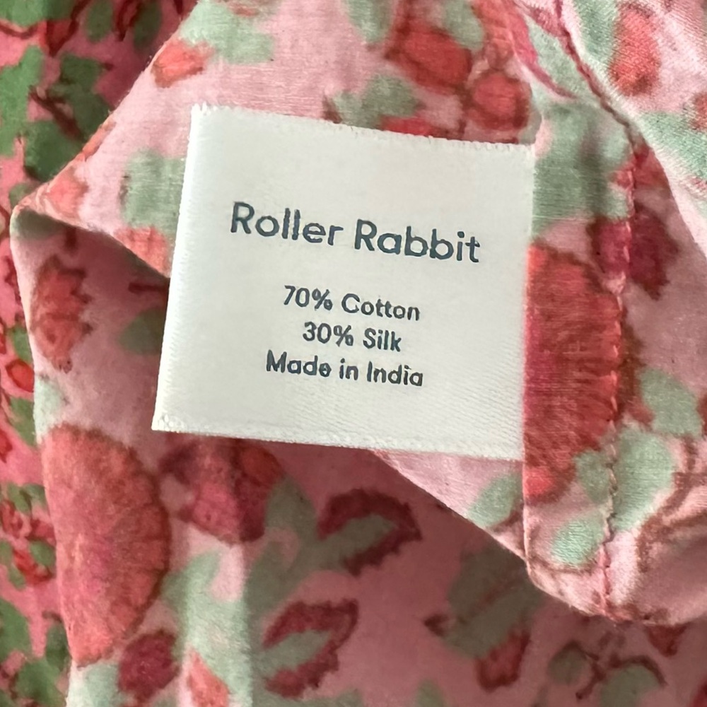 Roller Rabit Rhody Janni Dress Medium Pink Floral Ruffle Tiered Resort Vacation - Picture 11 of 12